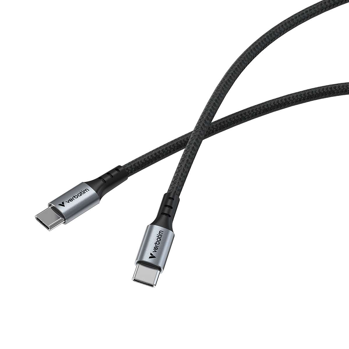 Cable de Carga Verbetim USB C a USB C Con Display 100w 120cm Negro